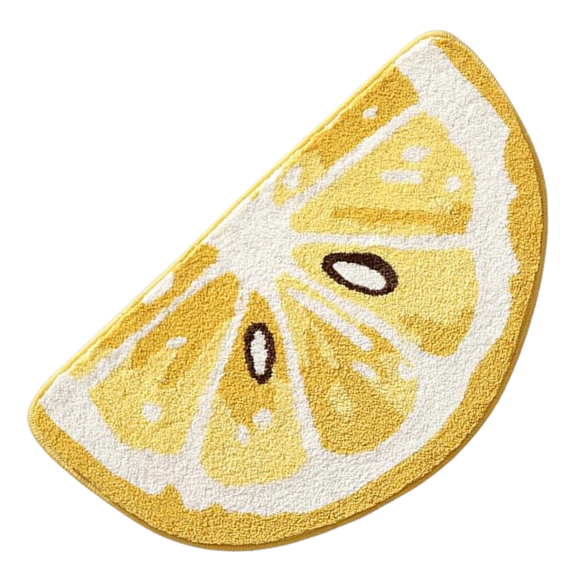 Lemon Shaped Non-Slip Microfiber Bath Rug for Bathroom
