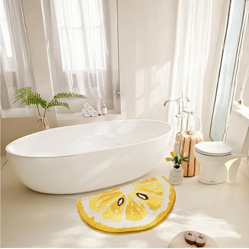 Lemon Shaped Non-Slip Microfiber Bath Rug for Bathroom - Image 4