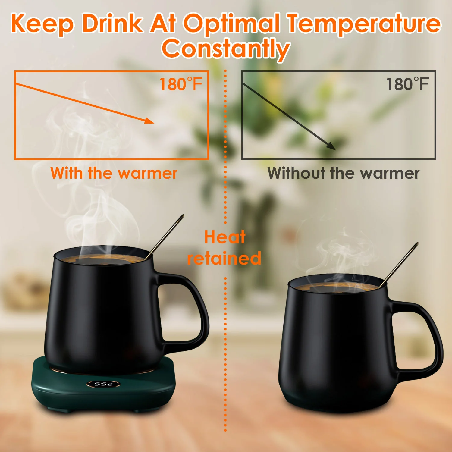 Electric Coffee Mug Warmer with 3 Temperature Settings for Desk - Image 3