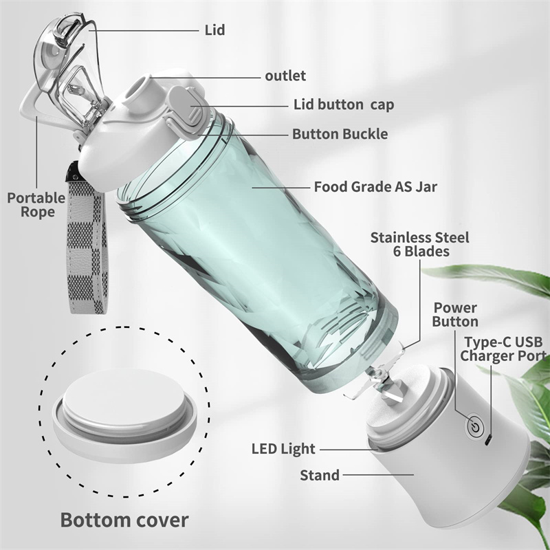 Portable Personal Blender with 6-Blade Design for Smoothies and Juice - Image 13